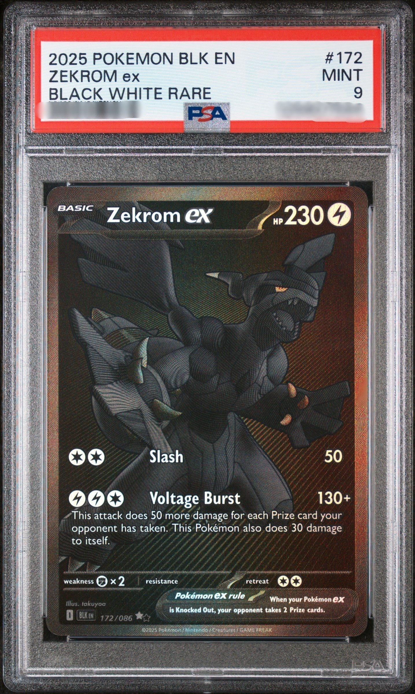 PSA 9 Zekrom ex - Black Bolt - Black White Rare - 172/086