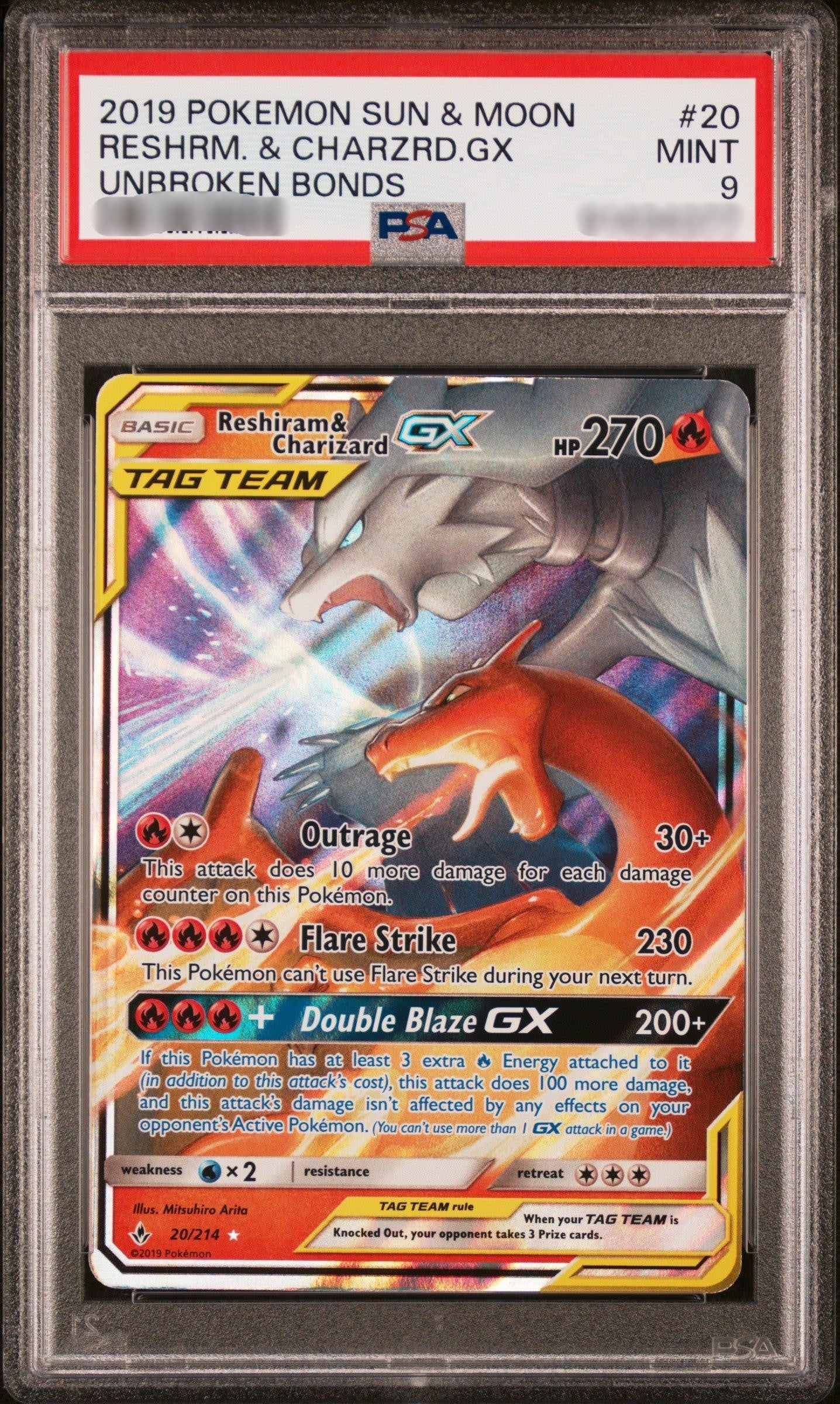 PSA 9 Reshiram & Charizard GX - Unbroken Bonds - Ultra Rare - 20