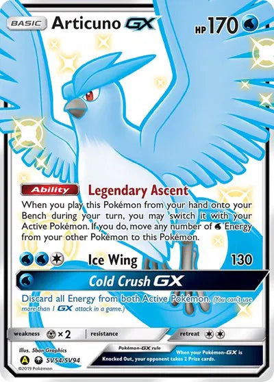 Articuno GX - Hidden Fates: Shiny Vault - Shiny Holo Rare - SV54/SV94