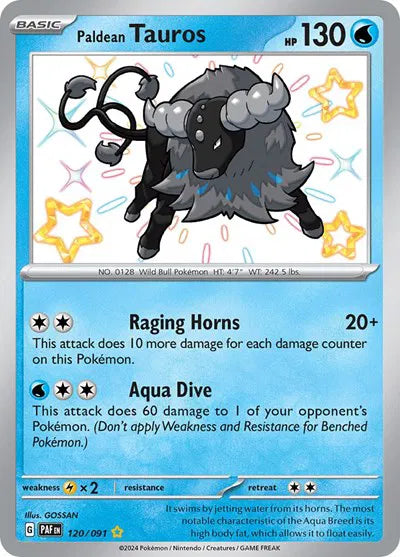 Paldean Tauros - Paldean Fates - Shiny Rare - 120/091