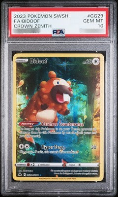 PSA 10 Bidoof - Crown Zenith: Galarian Gallery - Holo Rare - GG29/GG70